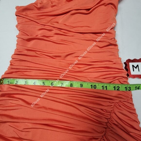 SEXY orange one shoulder figure hugging cocktail tight dress size M - Picture 8 of 12